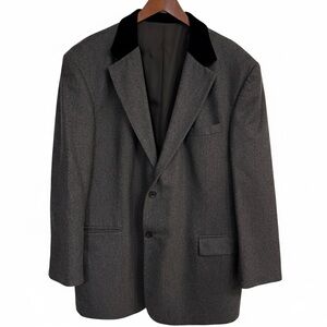HP🎉 VINTAGE Oscar de la Renta Mens 50R Wool Cashmere Velvet Collar Blazer